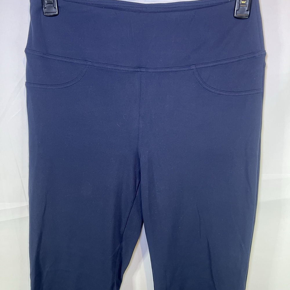 Halara Women's Size Large Blue High Waisted Back Pocket Flare Leggings Work Pant - Picture 3 of 5